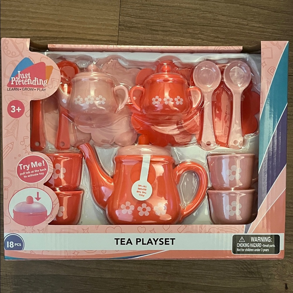 Just Pretending Pink Floral Tea Playset